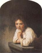 REMBRANDT Harmenszoon van Rijn A Young Girl Leaning on a Window Sill china oil painting reproduction